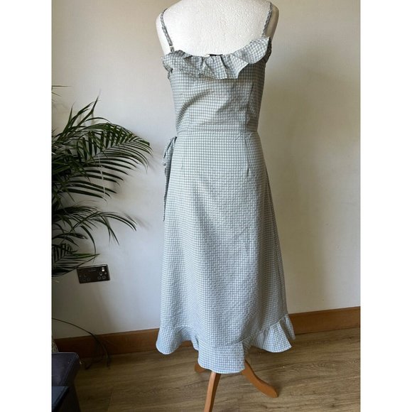 Brave Soul Checked Frill Detail Wrap Midaxi Dress XS, S, M - Picture 4 of 4